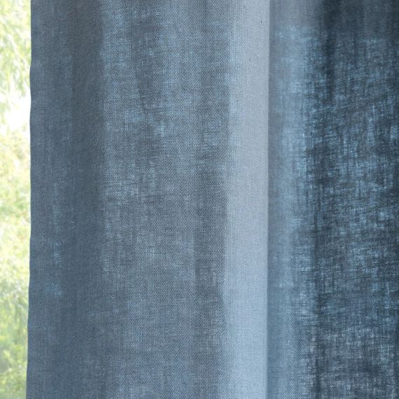 Rideau à œillets en lin lavé bleu marine à l’unité 130×300
