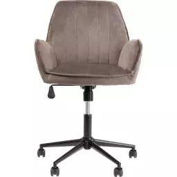 Chaise de bureau pivotante réglable à roulettes velours gris