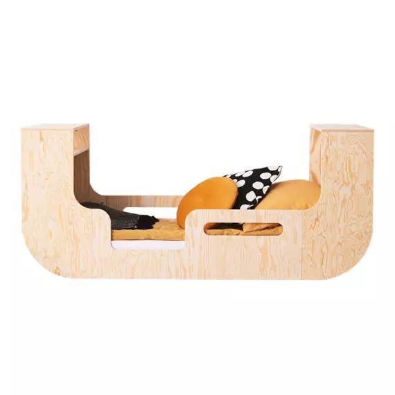 Lit 90×190 entrée gauche sommier inclus naturel