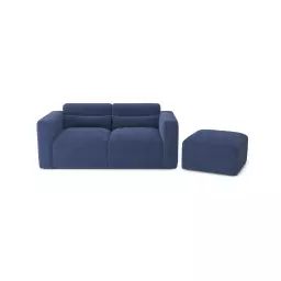Canapé droit en tissu 3 places bleu nuit