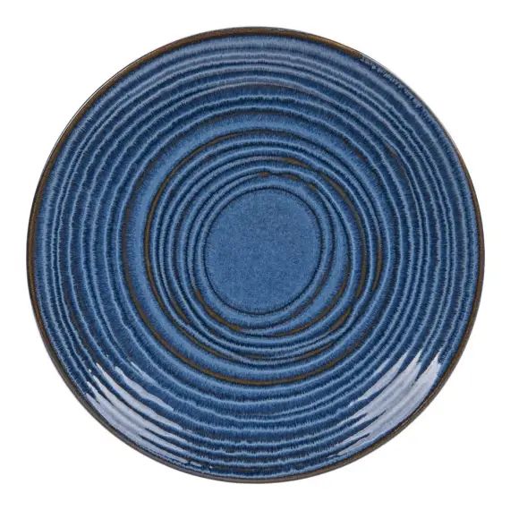 Lot de 6 assiettes plate    27 cm  en faïence  bleu