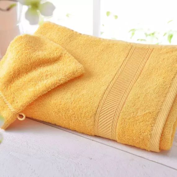 Drap de bain jaune 100×150 en coton