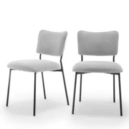 Vander – Lot de 2 chaises en tissu et métal – Couleur – Gris clair