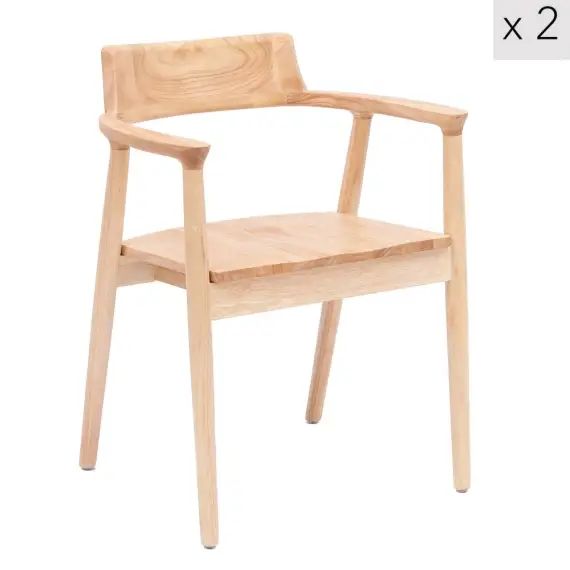 Lot de 2 chaises en bois massif naturel