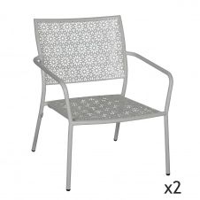 Lot de 2 fauteuils d’extérieur en métal blanc