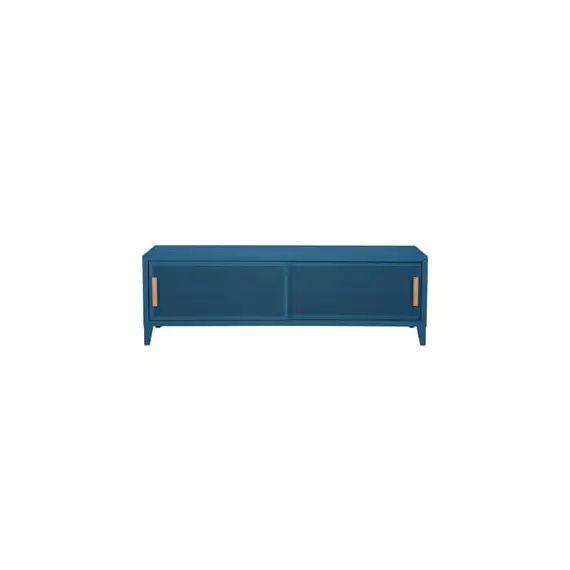 Buffet B perforé en Métal, Chêne – Couleur Bleu – 120 x 40 x 51 cm – Designer Chantal Andriot