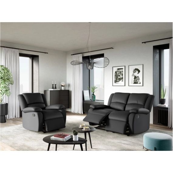 Fauteuil Relaxation Simili cuir DETENTE – Noir – 88 x 93 x 96 cm – Usinestreet