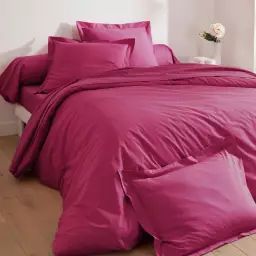 Housse de couette 260×240 rose fuchsia en coton