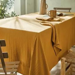 Nappe rectangulaire 130×200 jaune en coton