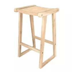 Tabouret de bar en teck et rotin naturel 66 cm