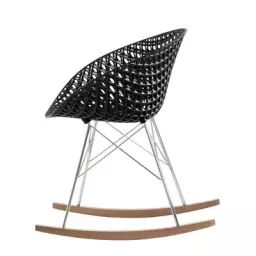 Rocking chair Smatrik en Plastique, Bois – Couleur Noir – 58.28 x 61 x 77 cm – Designer Tokujin Yoshioka