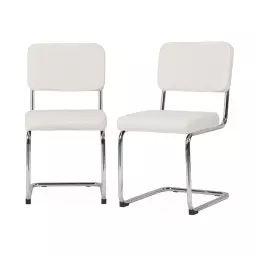 2 chaises cantilever, à bouclettes blanches l alice’s