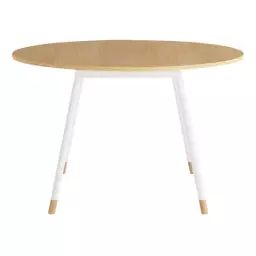 K2 Table ronde D.120cm BUT PRO imitation Chêne et blanc