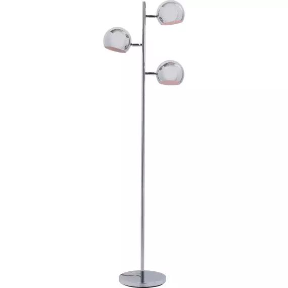 Lampadaire 3 abat-jours en acier chromé H151