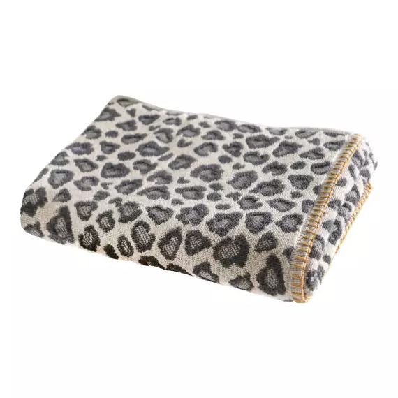 Drap de bain motif léopard gris 70×130 en coton