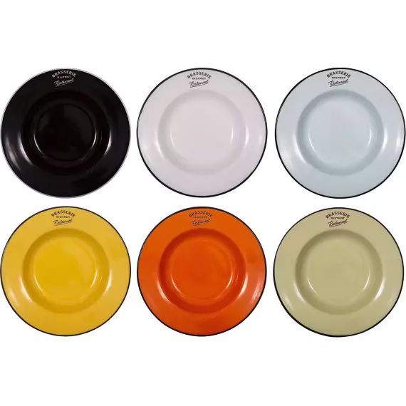 Assiettes colorées brasserie bistrot (lot de 6) creuses – 22 cm