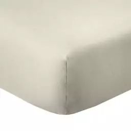 Drap housse 2 places coton beige ivoire 200×200 cm