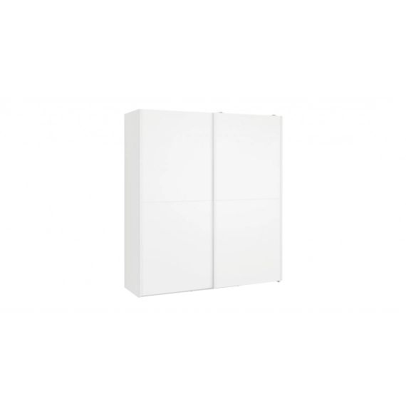 MADE Essentials – Elso, armoire 180 cm, cadre blanc et portes coulissantes effet blanchi