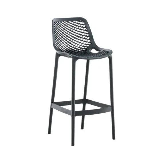 Tabouret de bar d&rsquo;extérieur avec repose-pieds similicuir Gris foncé