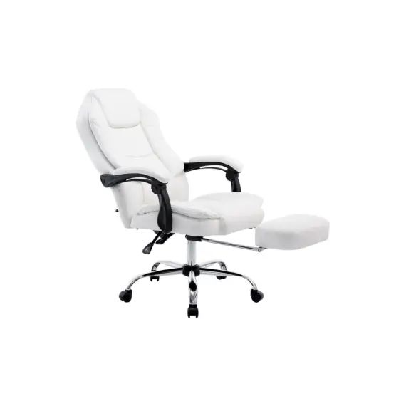Chaise de bureau réglable pivotante en similicuir Blanc