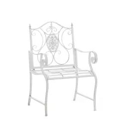 Chaise de jardin avec accoudoirs en métal Blanc antique