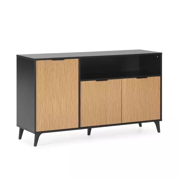 Buffet 3 portes 1 trou, couleur Noir/Bois