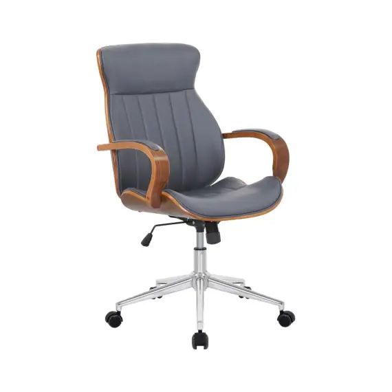 Chaise de bureau réglable en similicuir Noyer / Gris