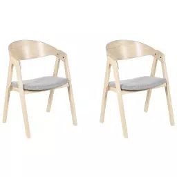 Lot de 2 chaises de salle à manger bois clair et gris