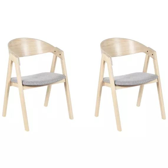 Lot de 2 chaises de salle à manger bois clair et gris