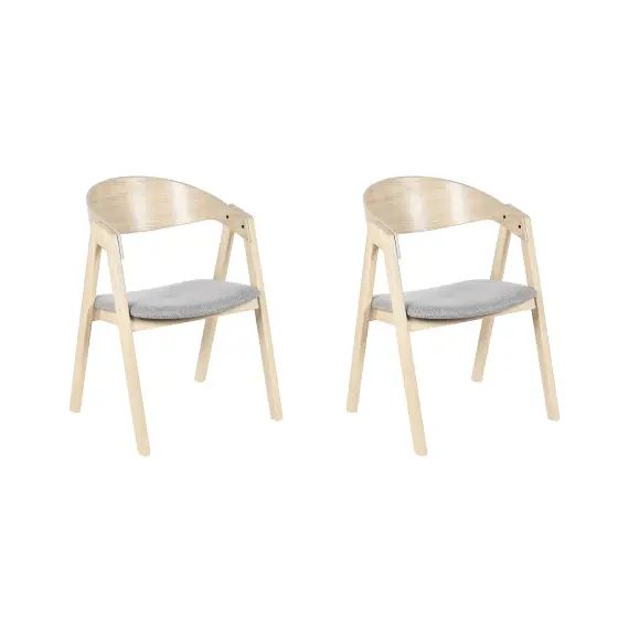 Lot de 2 chaises de salle à manger bois clair et gris