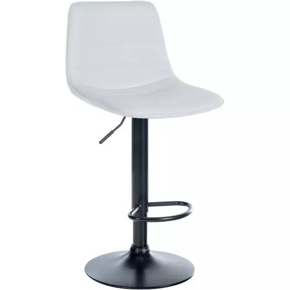 Tabouret de bar ajustable pivotant en similicuir (pvc) Blanc