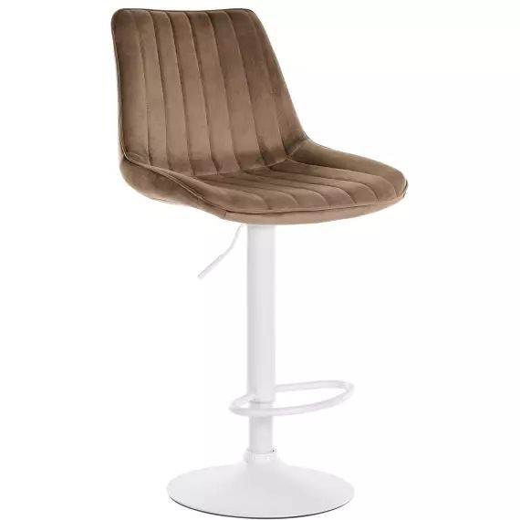 Tabouret de bar velours ajustable pivotant velours Marron