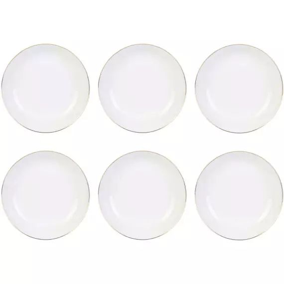 Assiette en porcelaine avec liseré doré (lot de 6) assiettes creuses –