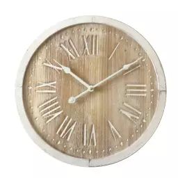 Horloge murale à chiffres romains effet bois blanc et marron ø 40 cm