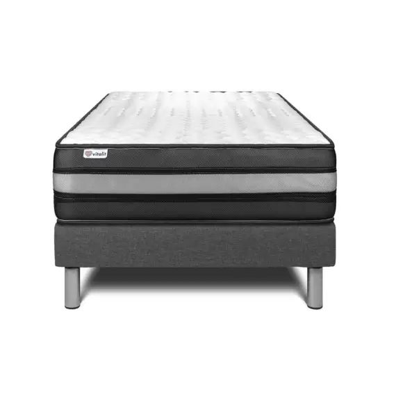 Ensemble VITALPOWER ZEN 90 x 200 cm sommier Kit gris