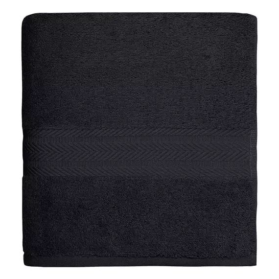 Drap de bain uni en 100% coton bleu 100×150