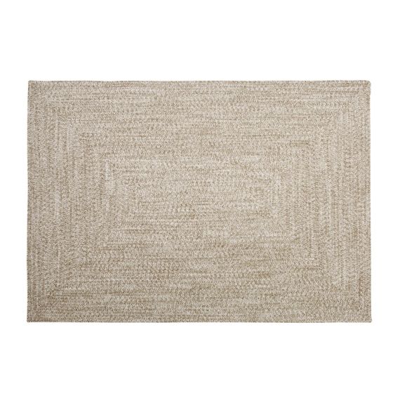 Tapis d&rsquo;extérieur en polyester recyclé beige 140×200