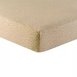 Drap housse imprimé en coton beige sable 140×190