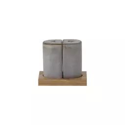 Ensemble salière & poivrière Vaisselle en Céramique, Grès – Couleur Gris – 9 x 6 x 8 cm