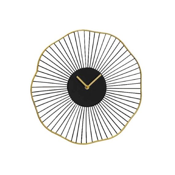 Horloge murale ronde noire et dorée D35