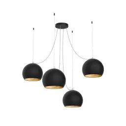 Suspension métal blanc mat et feuille d’or interne