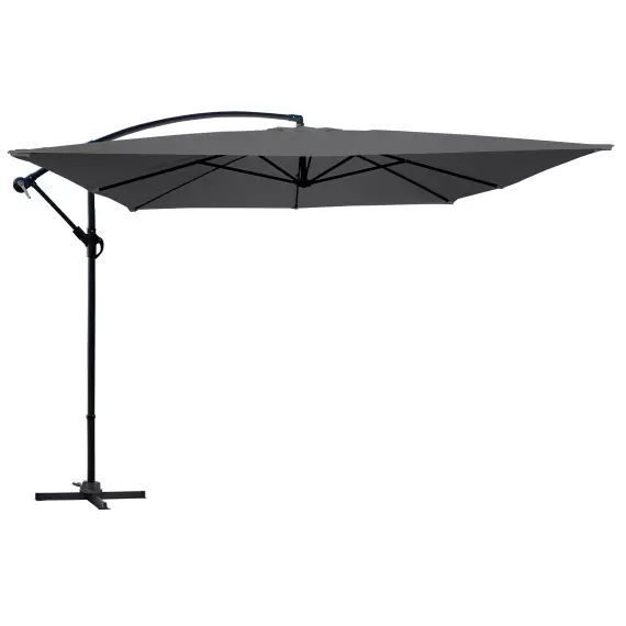 Parasol déporté carré 3x3m aluminium gris anthracite