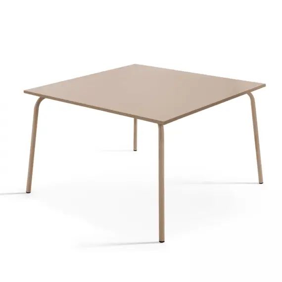 Table de jardin carrée en acier taupe