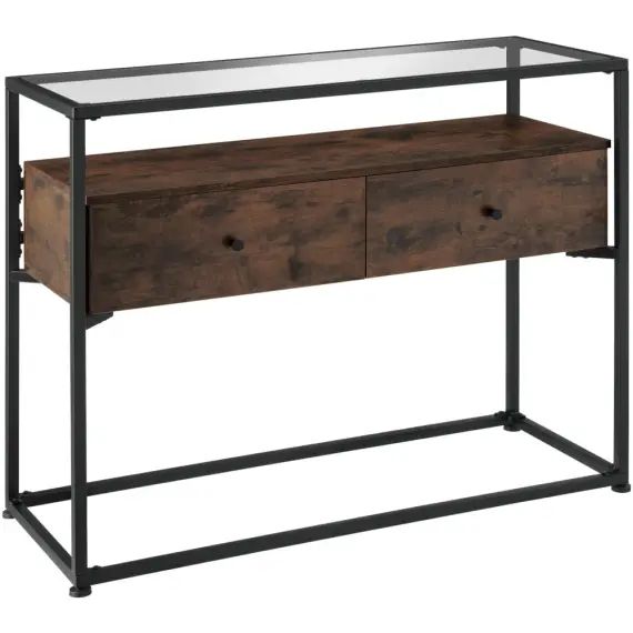 Table Console Style industriel Bois foncé industriel, rustique