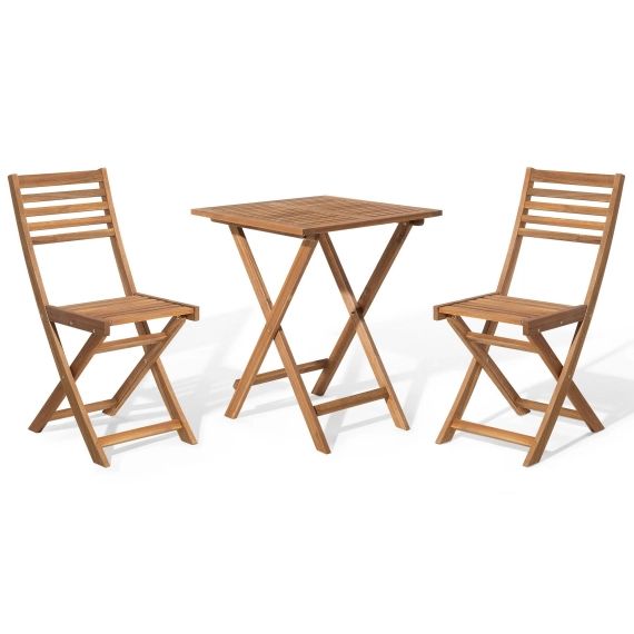 Table et 2 chaises de jardin en bois
