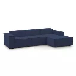 Canapé d’angle 3 places en tissu bleu