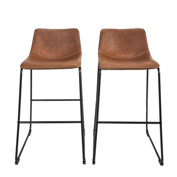 Lot de 2 tabourets de bar marron et noir marron