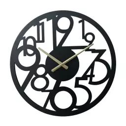 Horloge murale moderne en métal noire sculpté Ø 50 cm