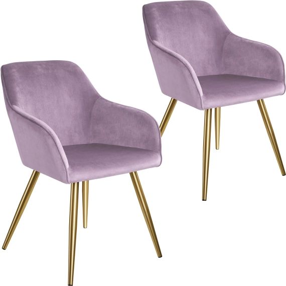 2 Chaises MARILYN Effet Velours Style Scandinave violet clair/or