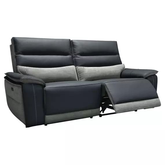 Canapé droit relax électrique 3 places FOGGIA coloris noir